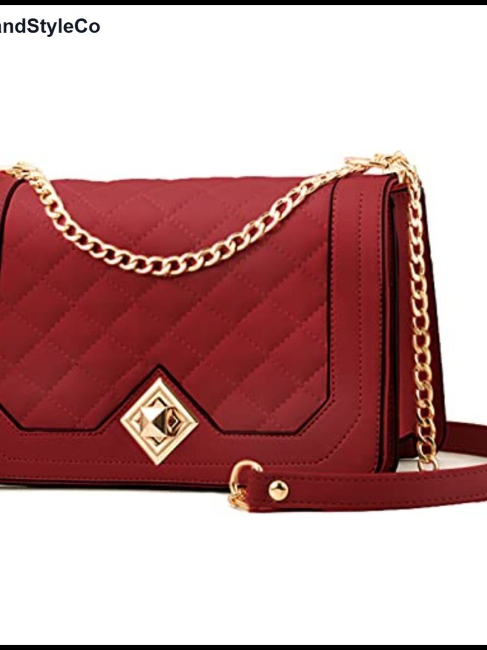 Small Quilted PU Leather Crossbody Bag Chain Strap Evening Purse